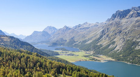 Lakes in mountain valley of Engadin